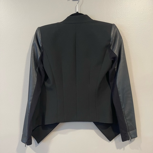 BCBGMaxAzria Black Blazer with Faux Leather Sleeves - Picture 3 of 3